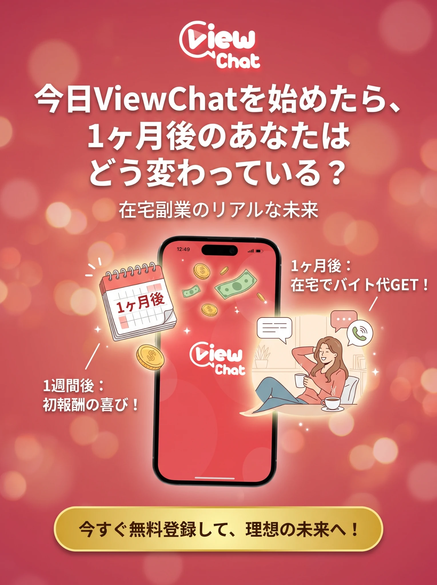 今日ViewChatを始めたら、1ヶ月後のあなたはどう変わっている？在宅副業のリアルな未来