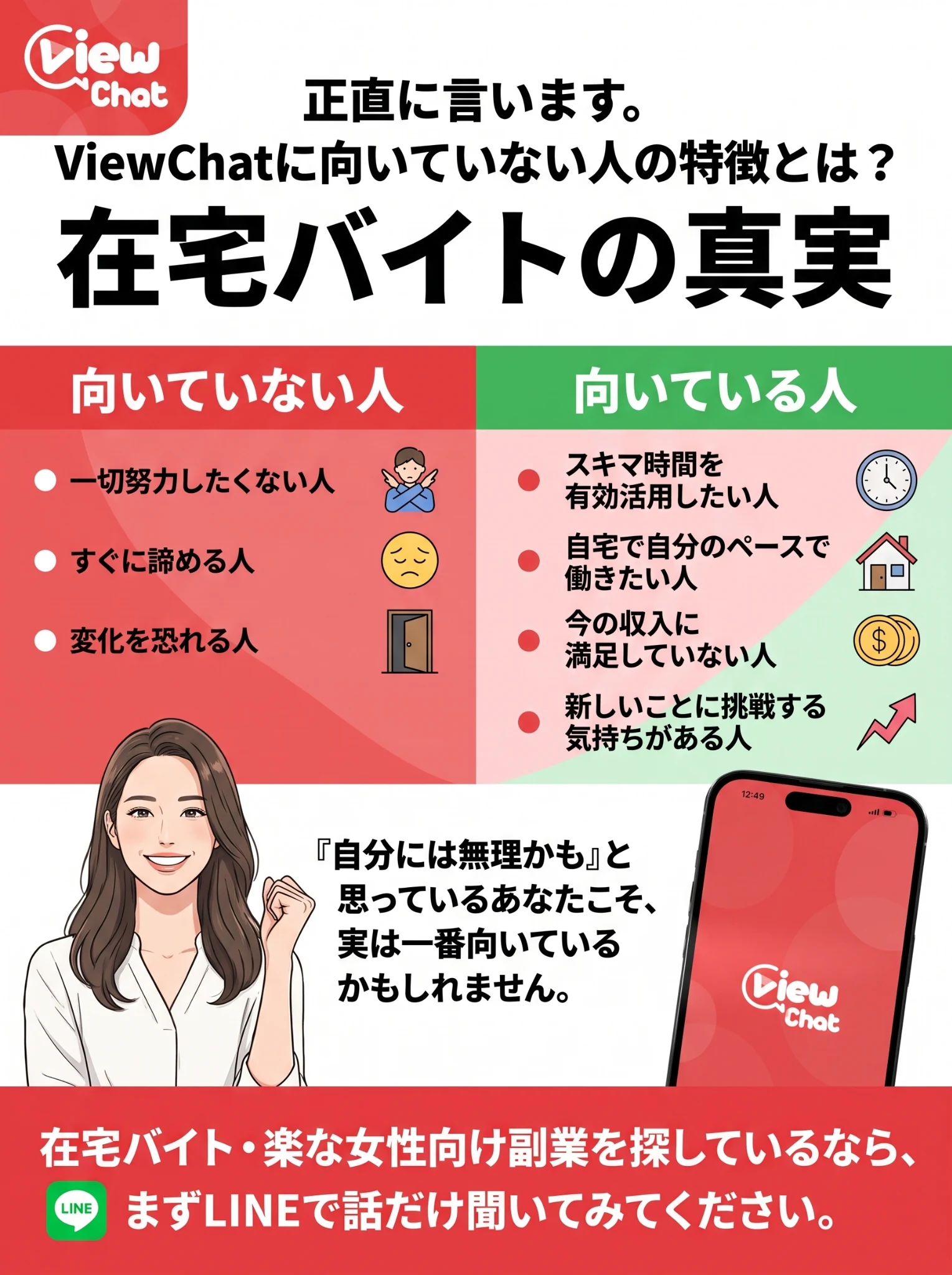 正直に言います。ViewChatに向いていない人の特徴とは？在宅バイトの真実
